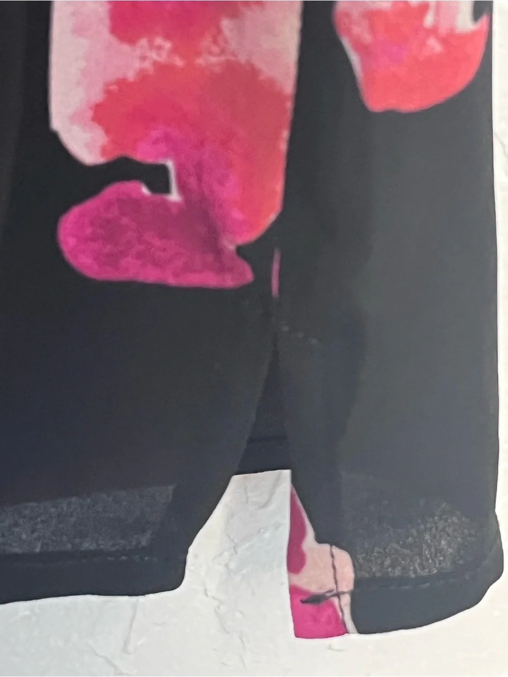 Cabi Black Pink Magenta Watercolor V-Neck Pullover Cap Sleeve Blouse
